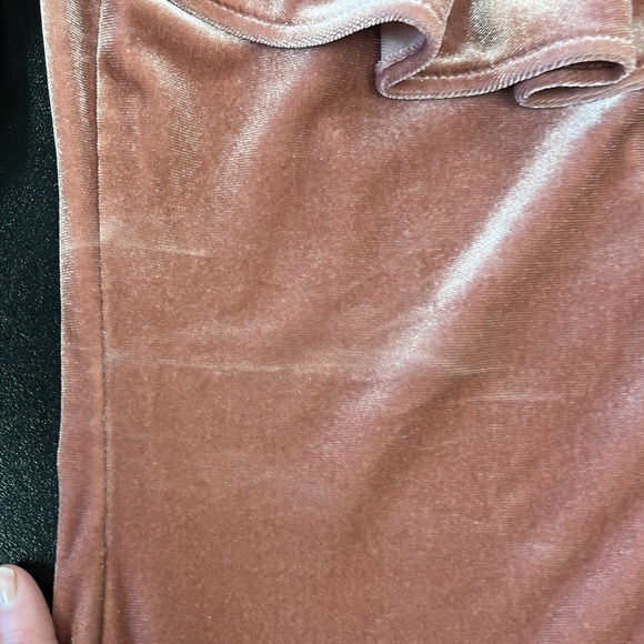 Misa LA Alecia Velvet Bodysuit Pink Sz S Off Shoulder Ruffle - Picture 3 of 9